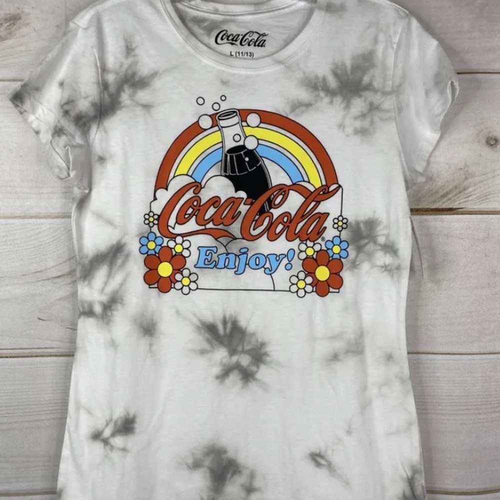Enjoy! Coca-Cola Retro Rainbow Tie Dye T-Shirt Juniors M